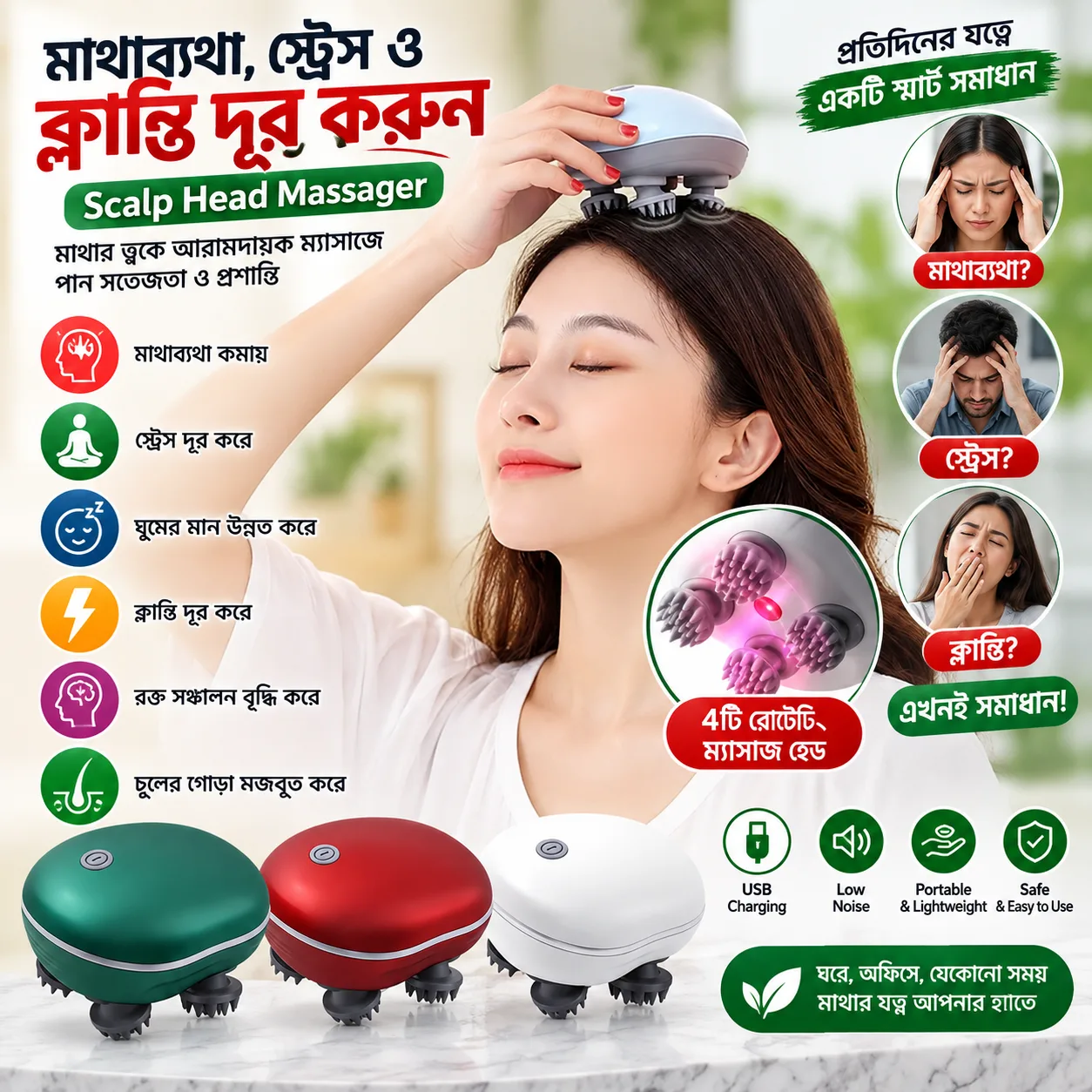 ইলেকট্রিক স্ক্যাল্প হেড ম্যাসাজার