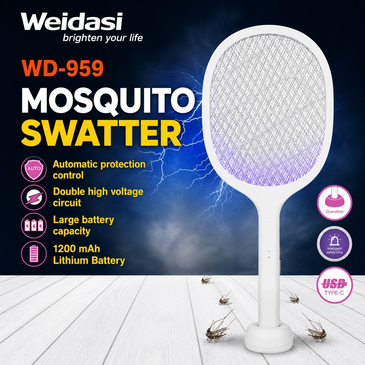 WEIDASI WD-959 Rechargeable Mosquito Bat