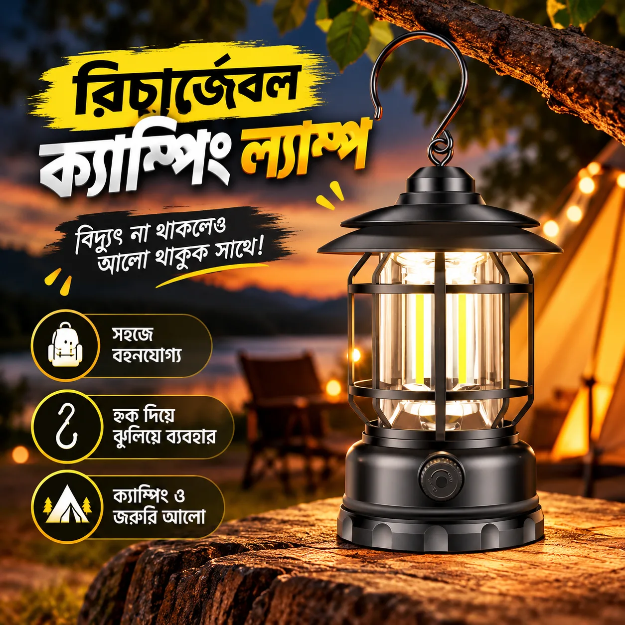Rechargeable camping lantern