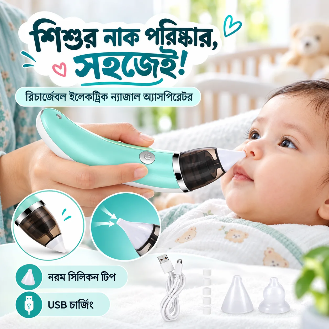 রিচার্জেবল বাচ্চাদের নাকের সর্দি বের করার মেশিন,
